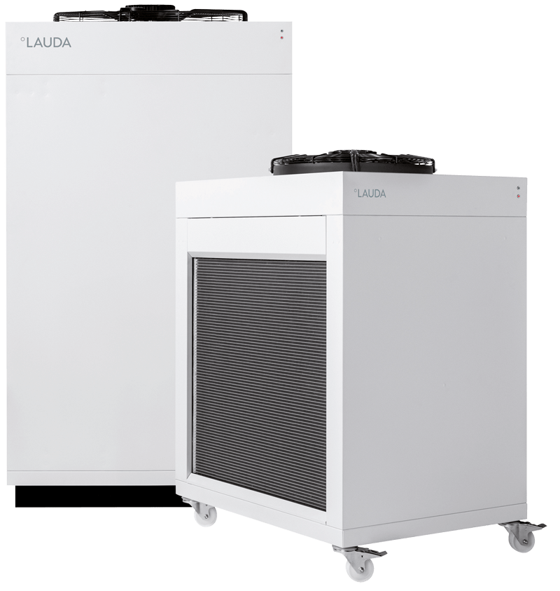 Two circulation chillers from the Ultracool series stand side by side.